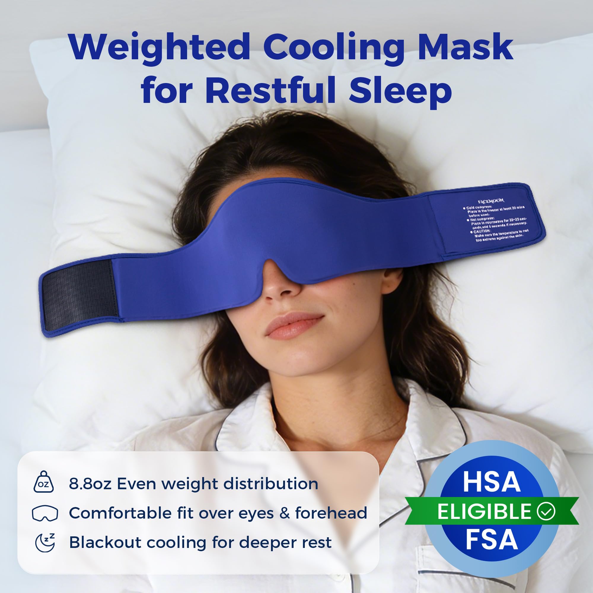 Thrive hot and cold therapy gel mask being prepared for microwave heating or freezer cooling
