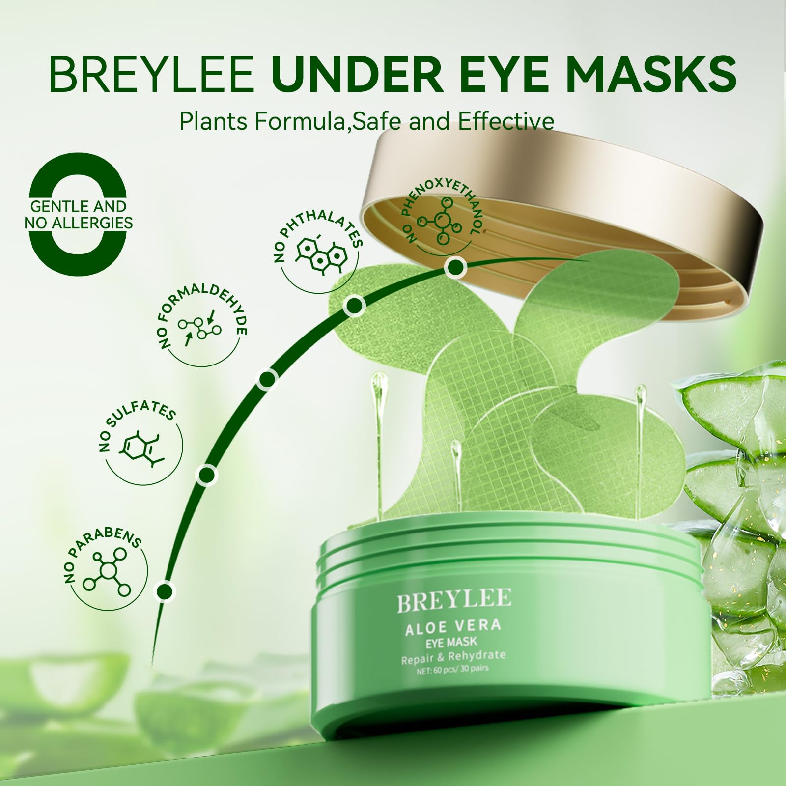 BREYLEE under eye patches cooling gel sheets for puffy eyes