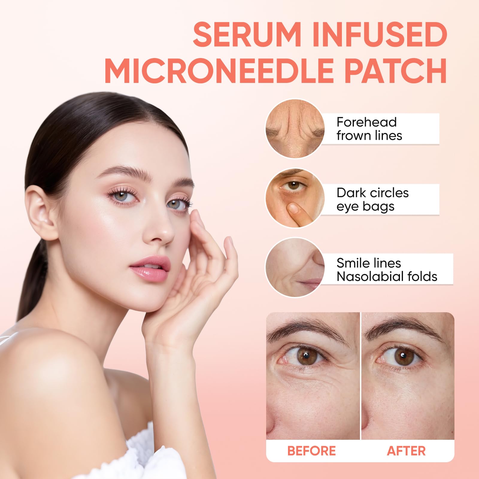 Novalift microneedle eye patches showing the dissolving micro cone texture close up