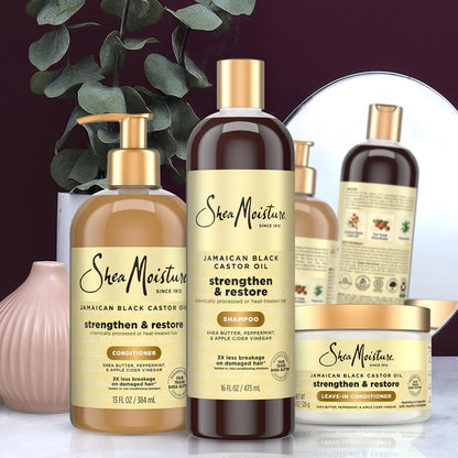 Back label of SheaMoisture Jamaican Black Castor Oil combo pack showing ingredient lists