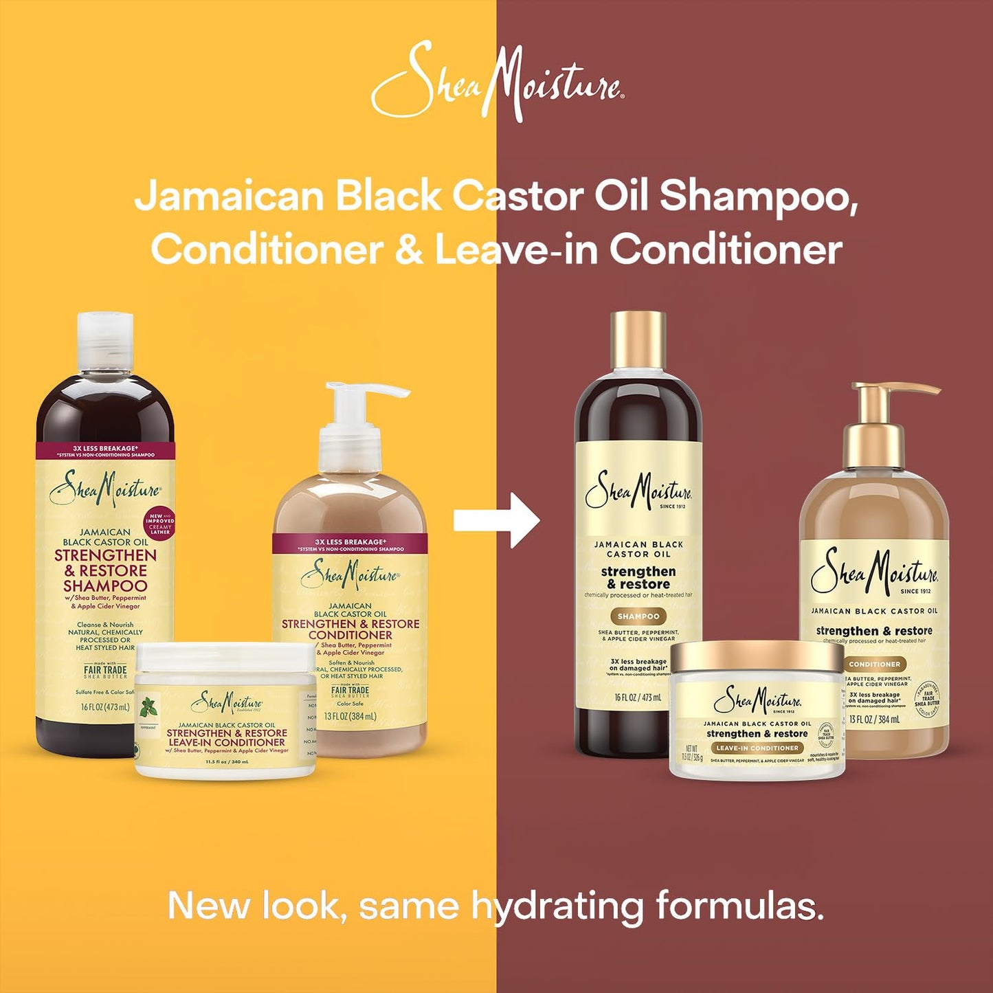 Close up of SheaMoisture Jamaican Black Castor Oil labels highlighting sulfate free formula