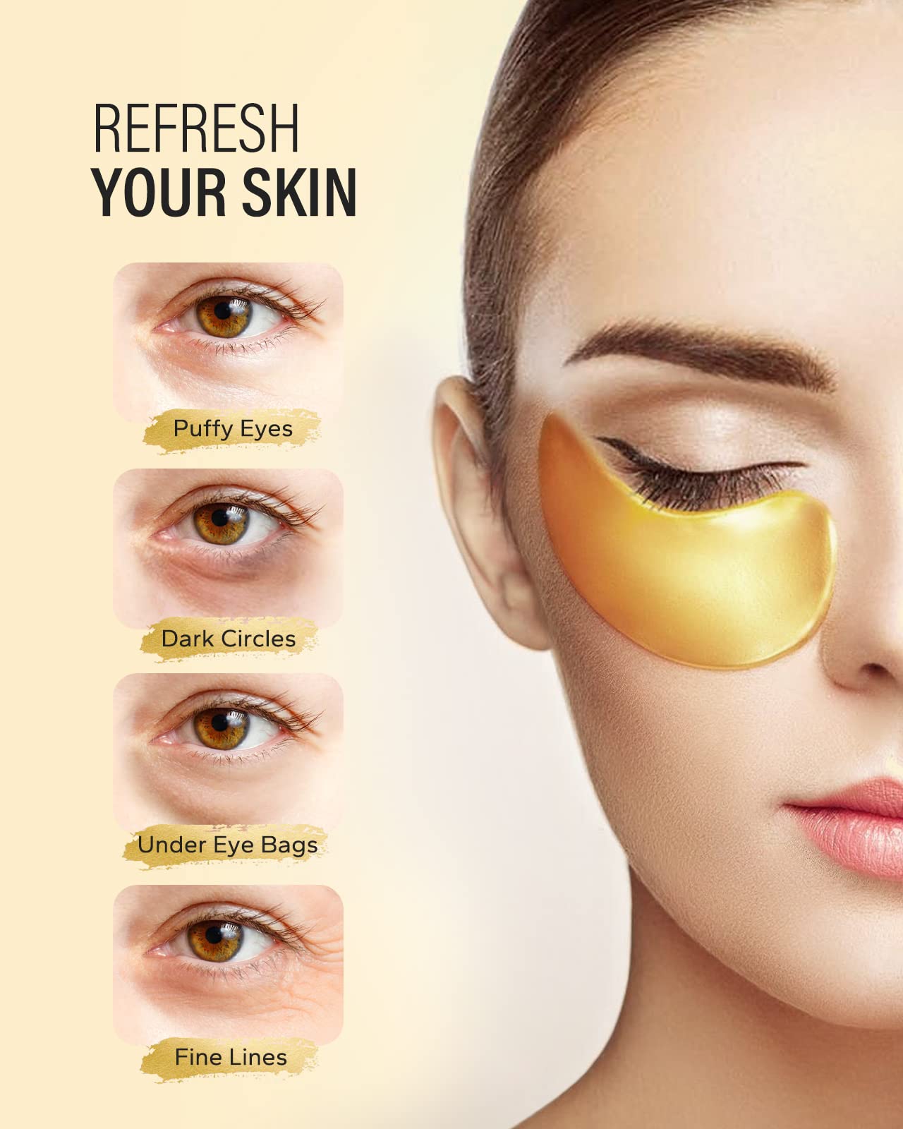 Maskiss gold hydrogel eye masks application demonstration