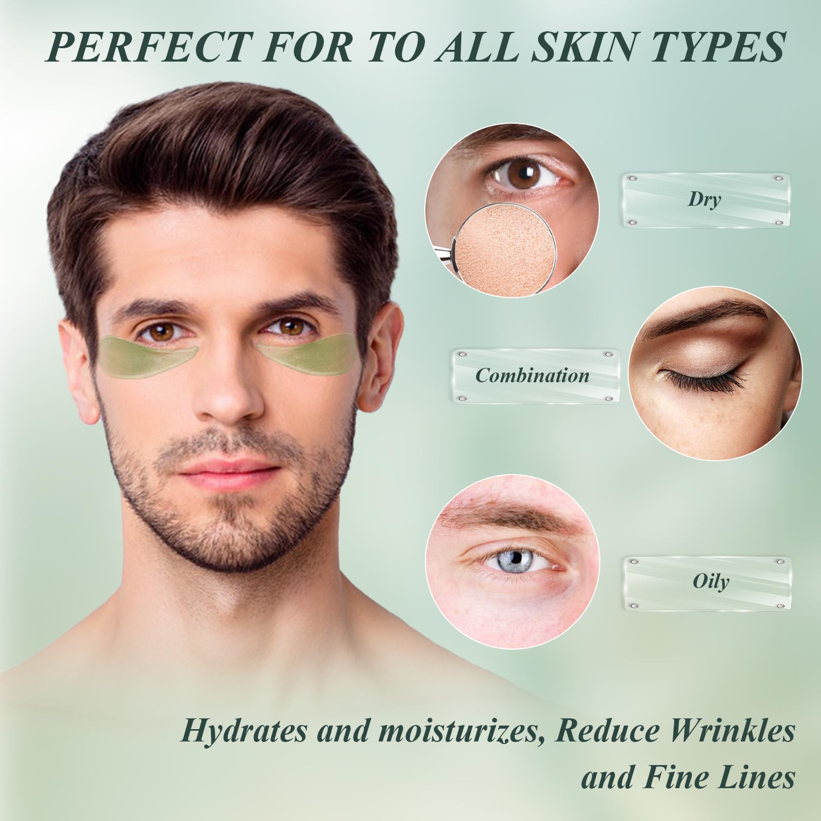 Under eye patches for puffy eyes being applied to the delicate skin area to reduce dark circles.