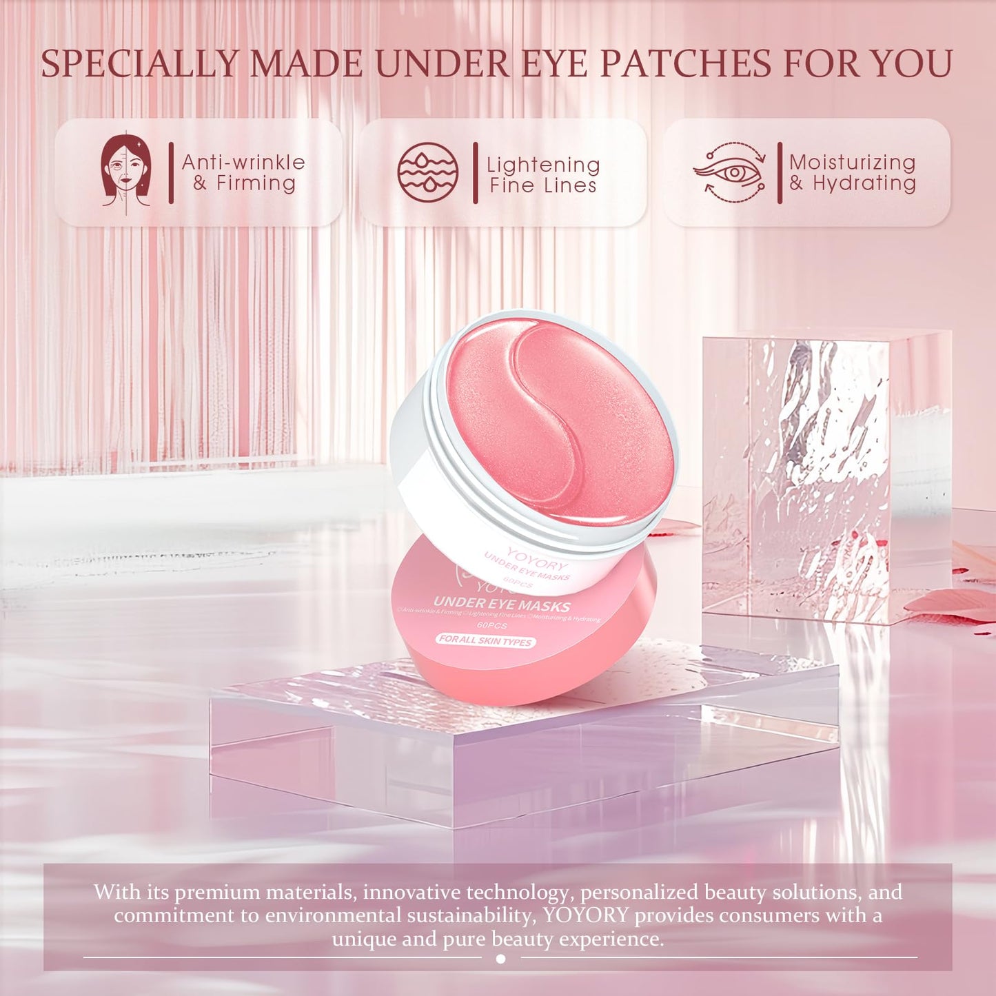 Yoyory under eye patches skincare ingredients callout graphic