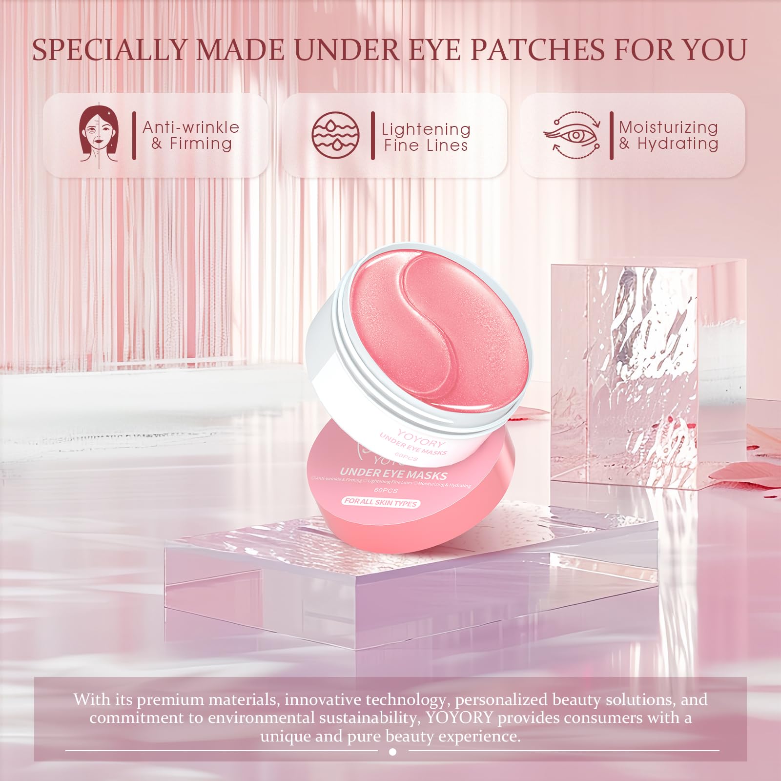 Yoyory under eye patches skincare ingredients callout graphic