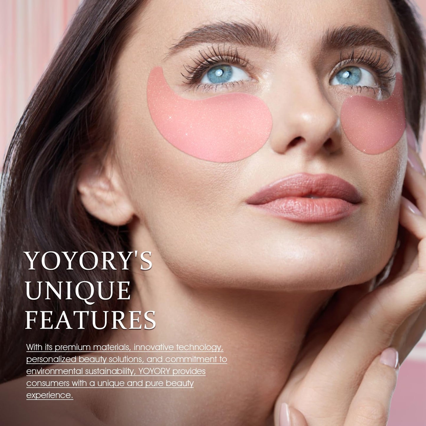 Before and after results using brightening pink collagen eye masks