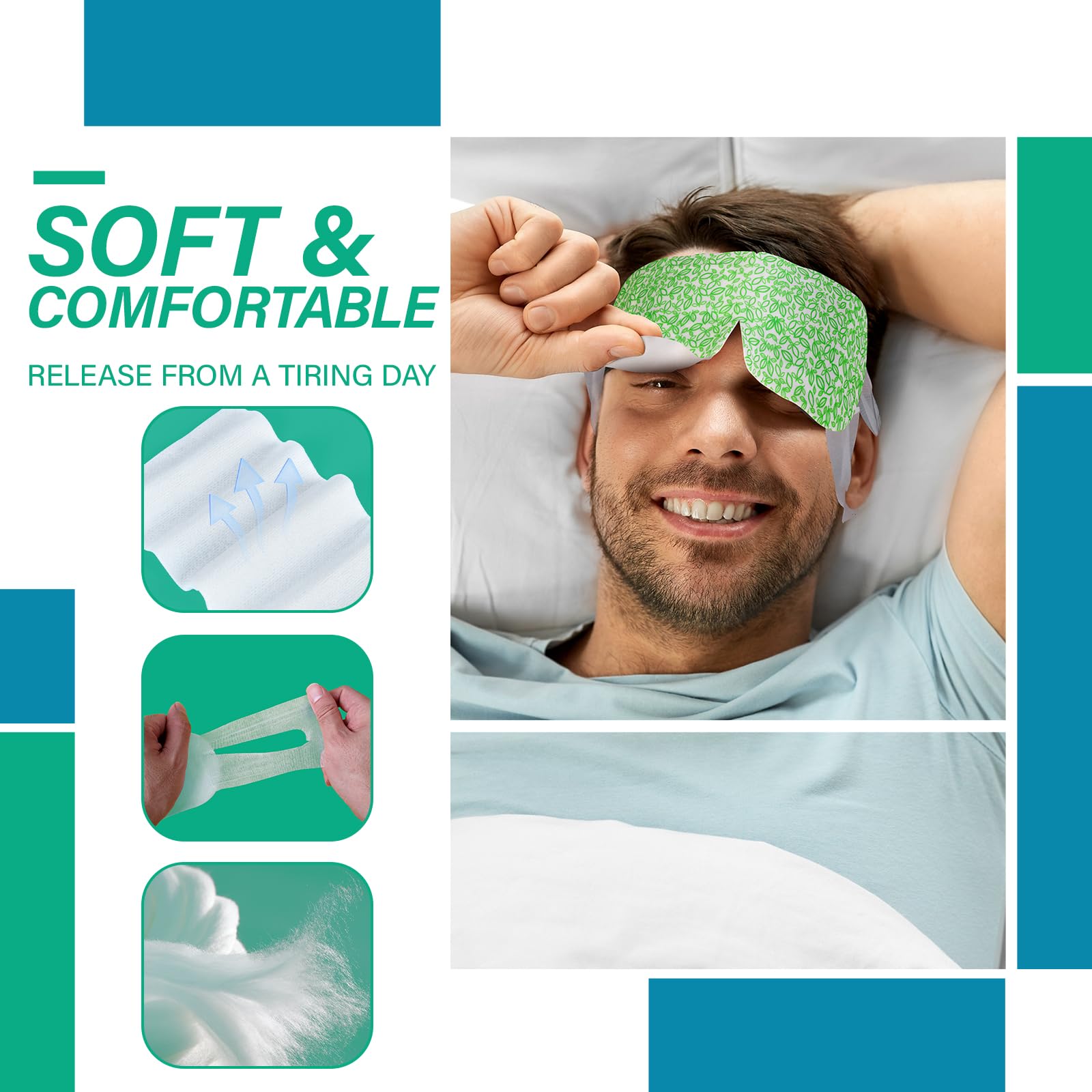 Instruction diagram for using steam eye mask