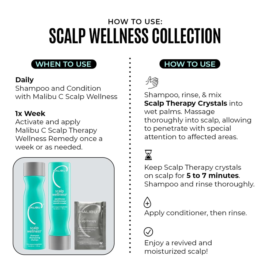 Malibu C professional vegan scalp shampoo and conditioner duo packaging detail