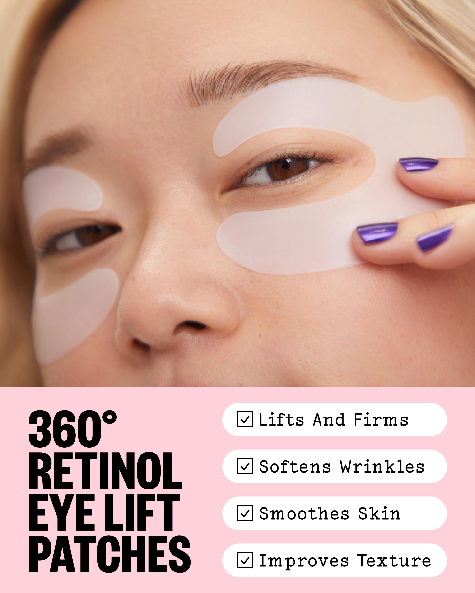 Peace Out biocellulose eye mask applied on the full eye area targeting eyelids and under eyes