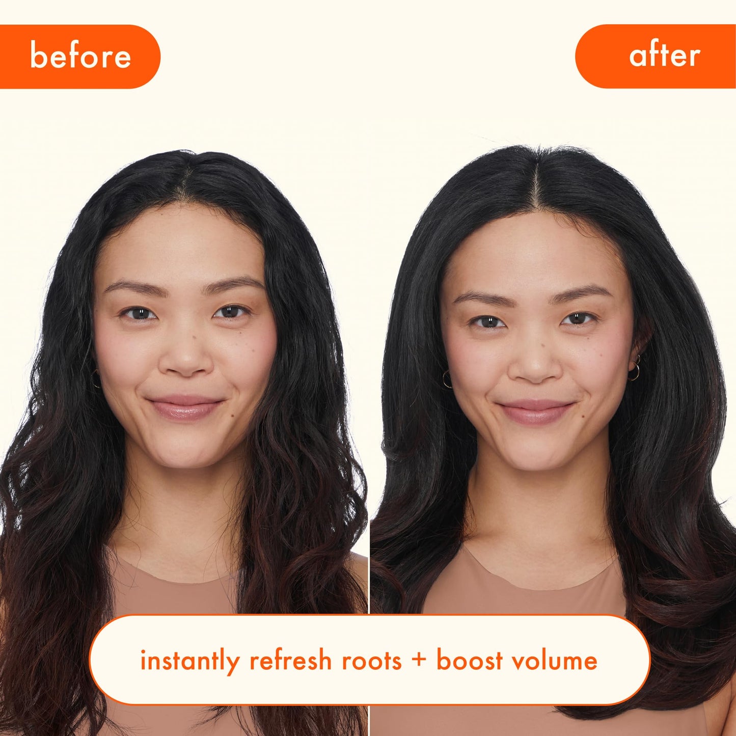 Back label of Amika travel size hair set highlighting ingredients and instructions for all hair types