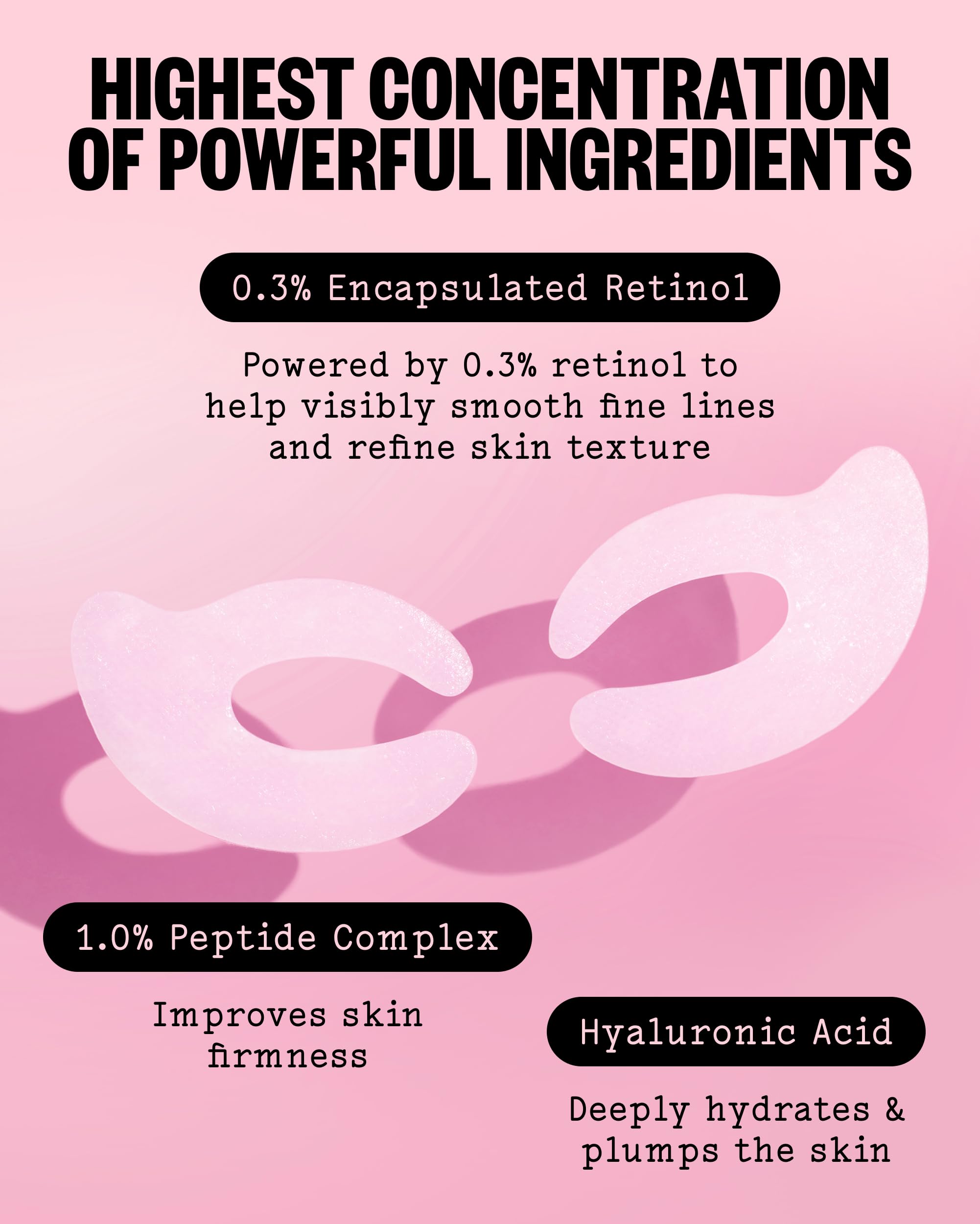 Peace Out skincare eye lift treatment patches showcasing the biocellulose material texture