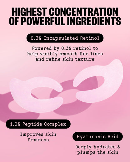 Peace Out skincare eye lift treatment patches showcasing the biocellulose material texture