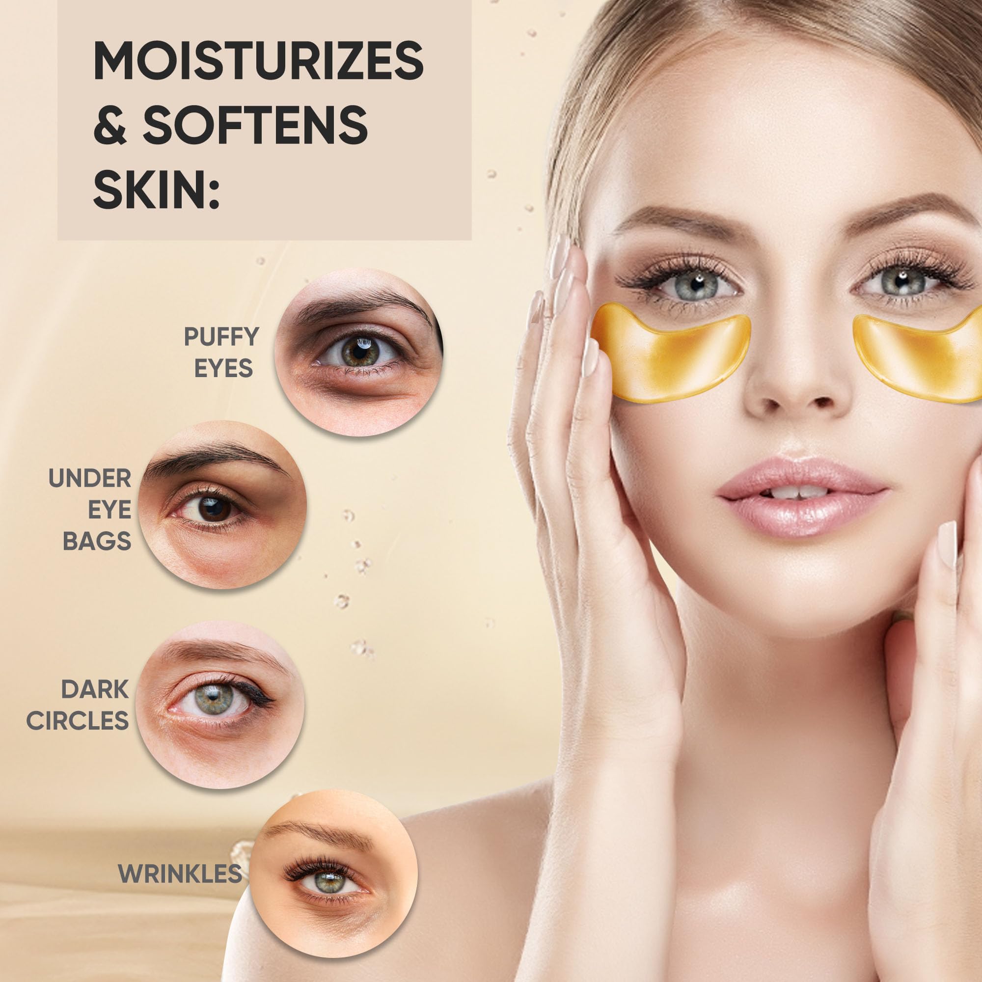 Bukamkom 24K Gold Eye Mask premium packaging displaying ten pairs of hydrogel patches