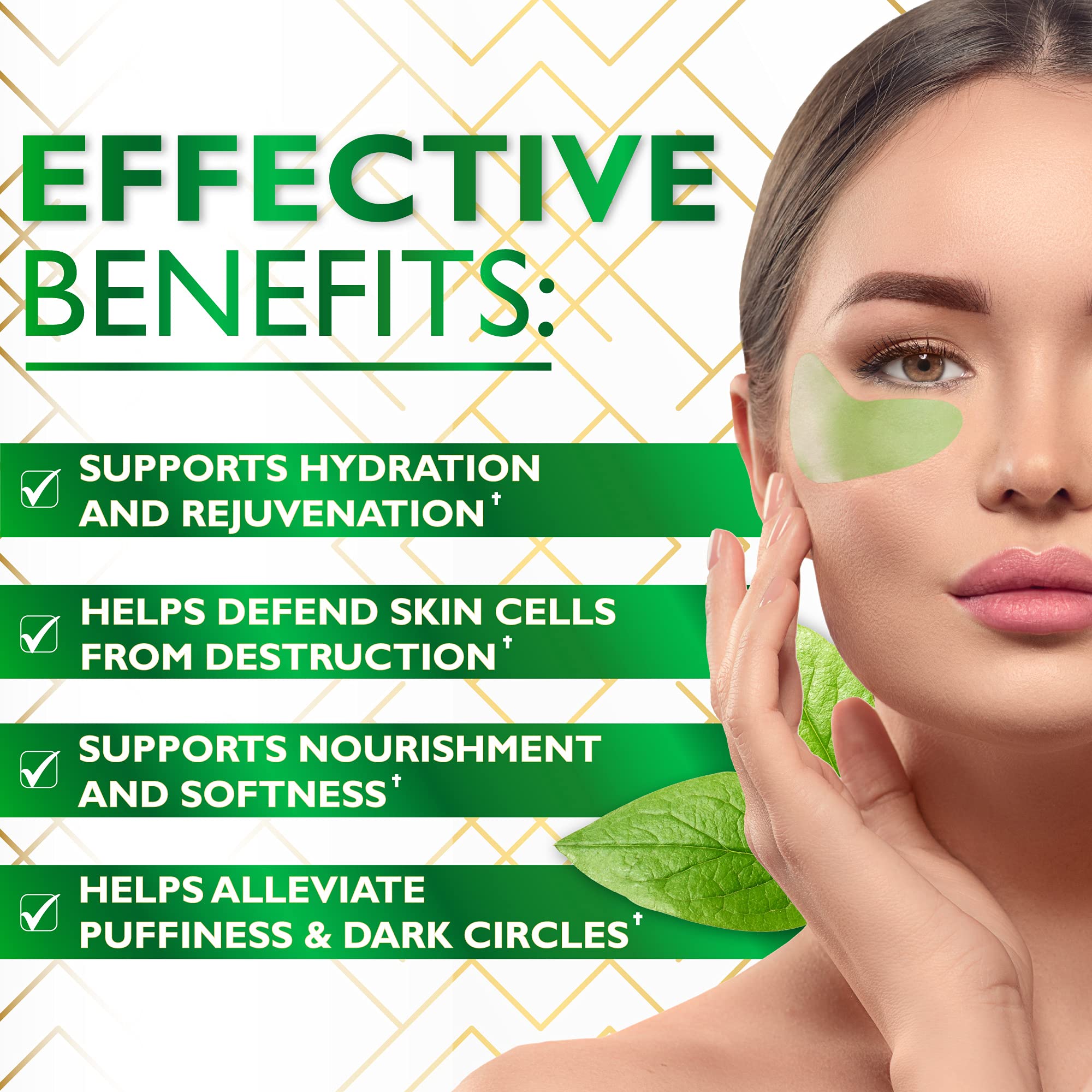 Close up of Green Tea Matcha collagen infused gel eye patches