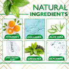 Green tea collagen eye mask pads placed on skin for application