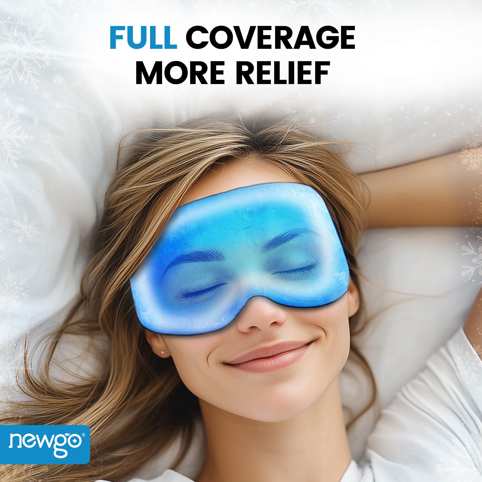 NEWGO weighted cooling gel eye mask reverse side detailing flexible blue therapeutic gel beads