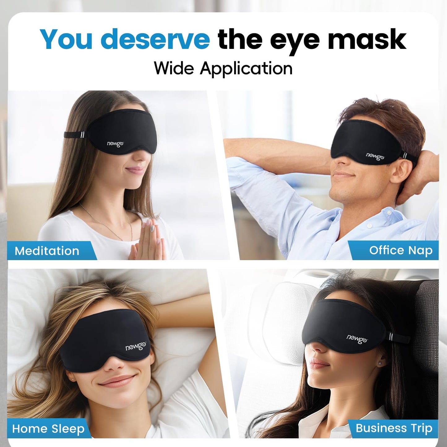 NEWGO wellness sleep mask packaging for authentic USA imported personal care product