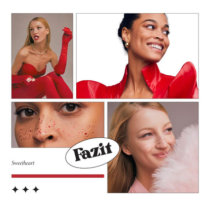 Fazit Sweetheart Speckles cosmetic product details showing the six count patch sheets.