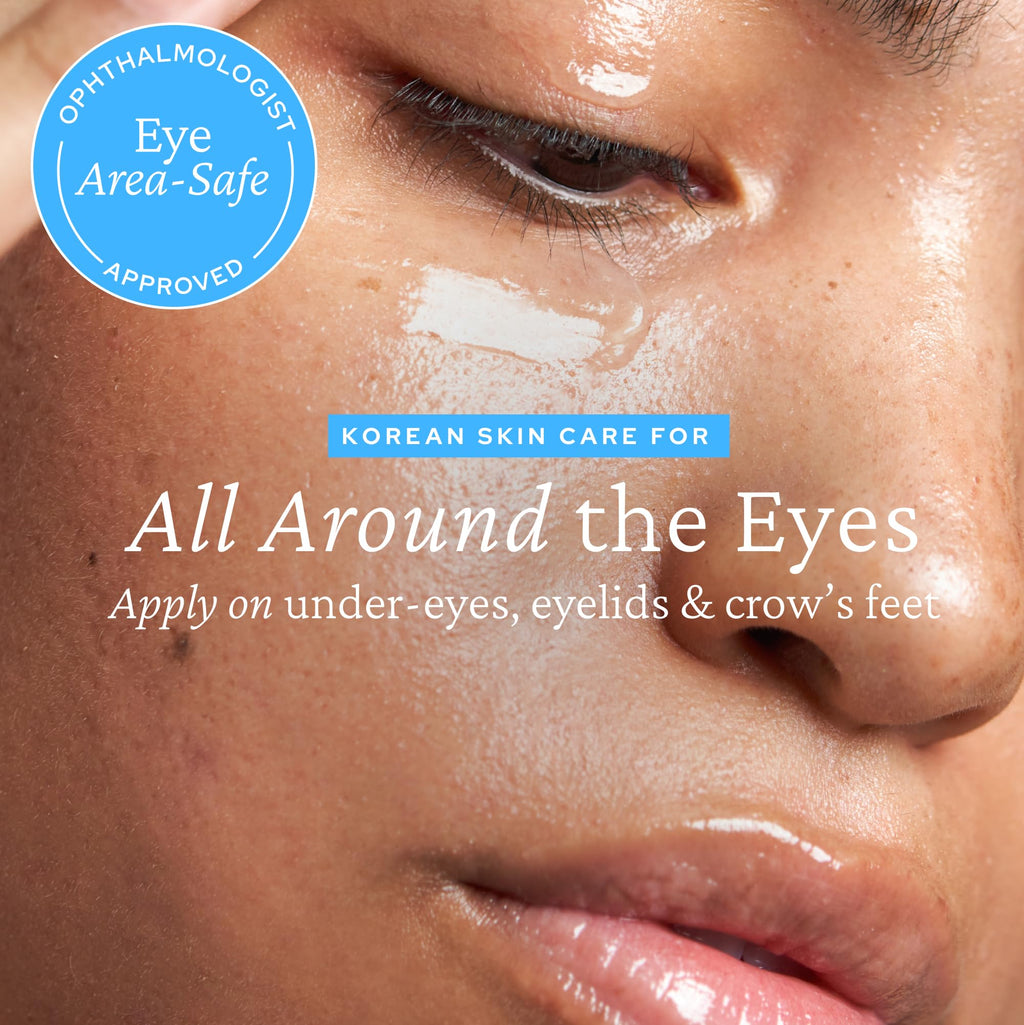 Belif Aqua Bomb Cooling Eye Gel demonstrated under eye application