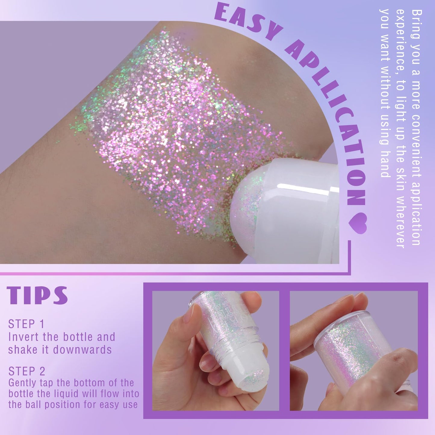Chunky mermaid sequins swatched on skin demonstrating light shifting holographic effect