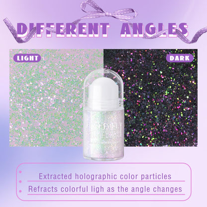 Compact portable glitter gel packaging showing safe paraben free cosmetic grade formulation