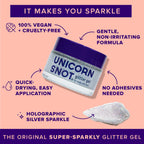 Unicorn Snot disco silver glitter gel texture swatch on skin