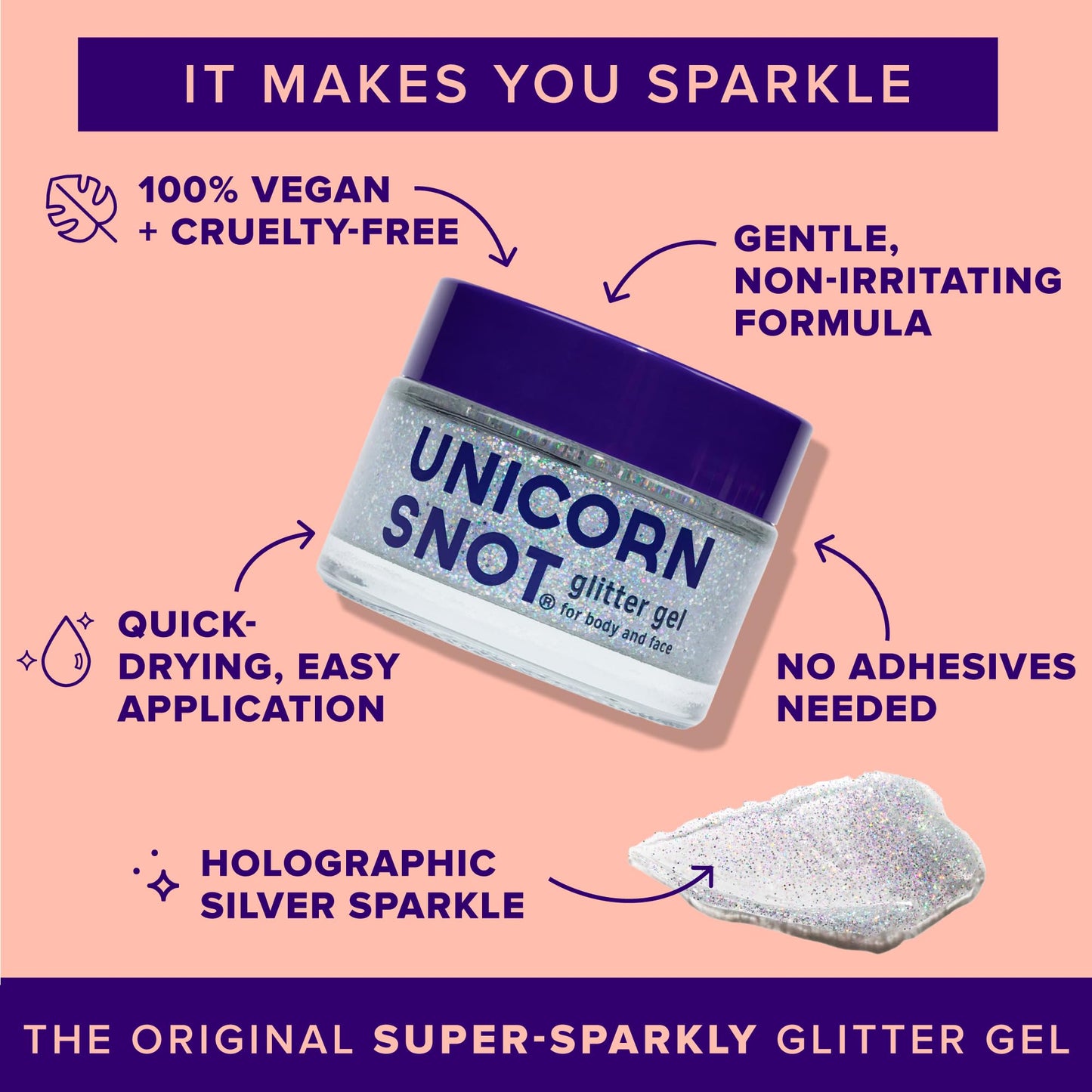 Open jar of cosmetic grade silver body glitter paste demonstrating clear gel consistency.