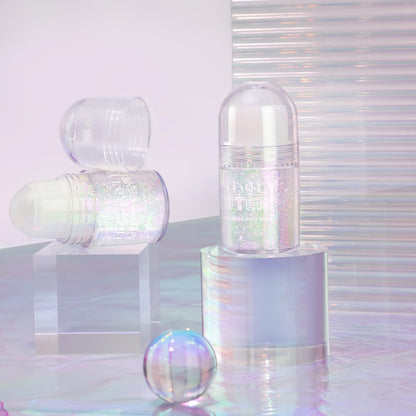 Long lasting festive makeup glitter gel being effortlessly washed off with soap and water