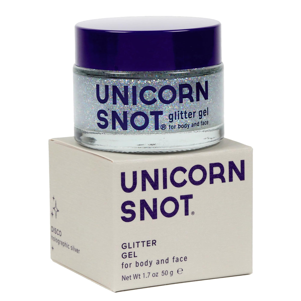 Unicorn Snot festival makeup look featuring silver shimmer