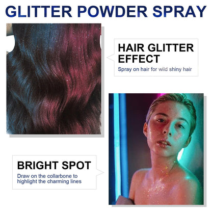 HANYWIL shimmer spray being applied gently onto a party dress fabric