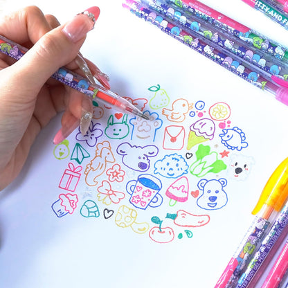 Back design of Townley Girl glitter gel pens showing safety symbols