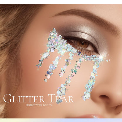 Authentic USA imported Teenitor body glitter gel jar with clear holographic sparkle effects visible inside