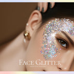 Close up view of Teenitor hexagonal chunky silver glitter flakes