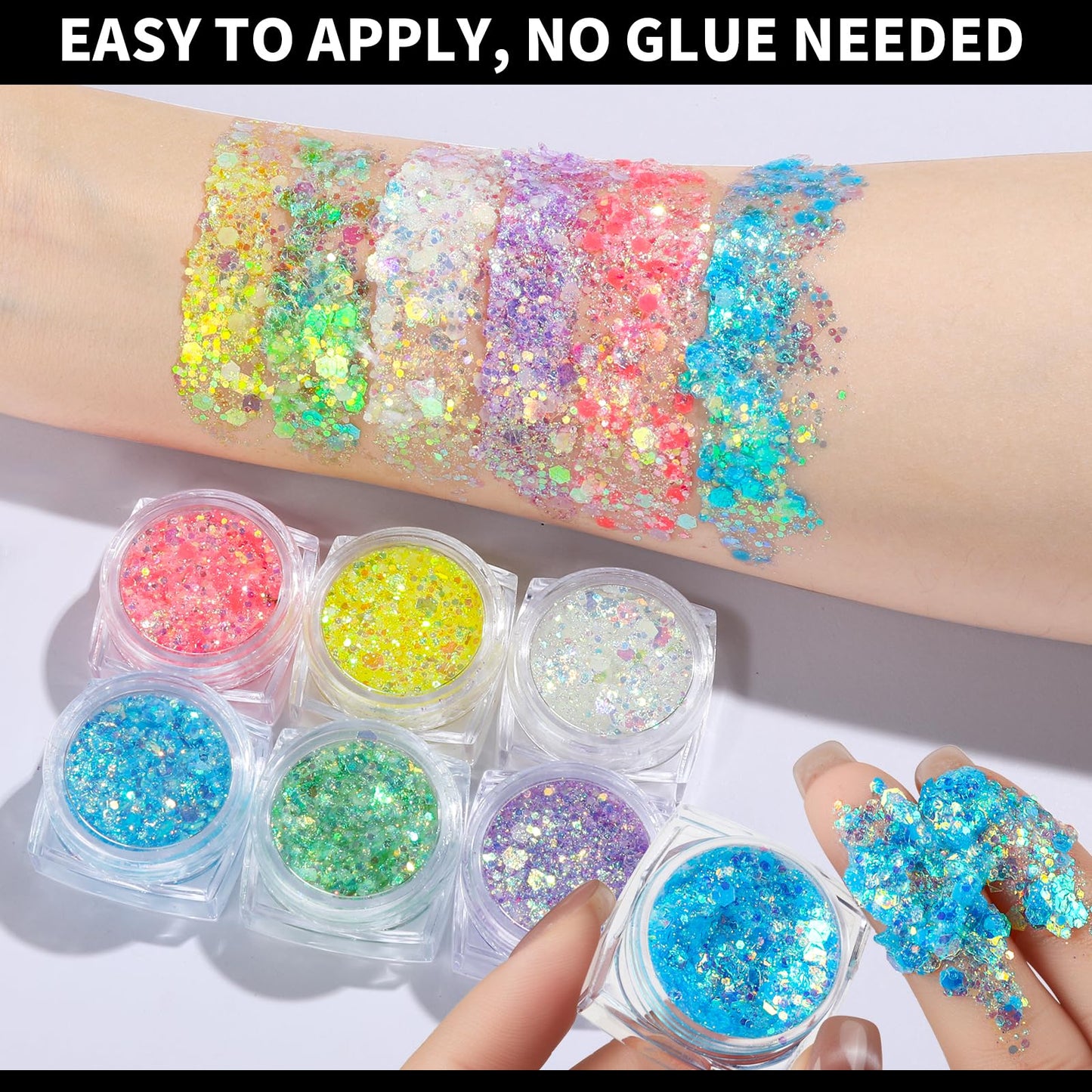 Water removal process of cosmetic glow in the dark glitter gel using a wipe