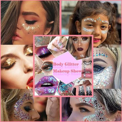 Angels Beauty cosmetic glitter gel tube texture close up with makeup sponge applicator