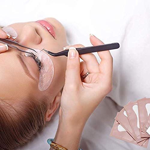 Model wearing Ocim under eye gel pads for lash tinting