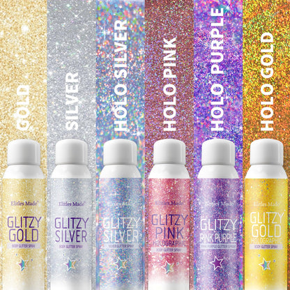 Elitles Made glitzy silver aerosol spray bottle for women and kids party makeup