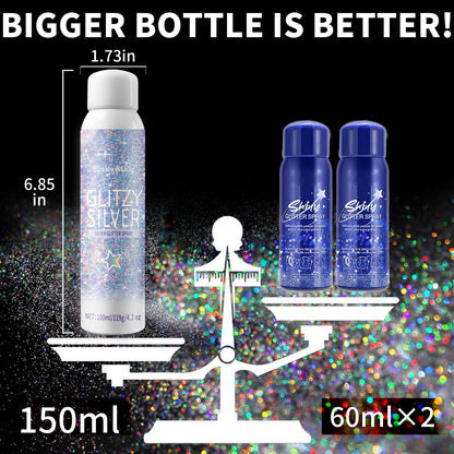Premium imported Elitles Made glitter hairspray bottle showing instructions for use