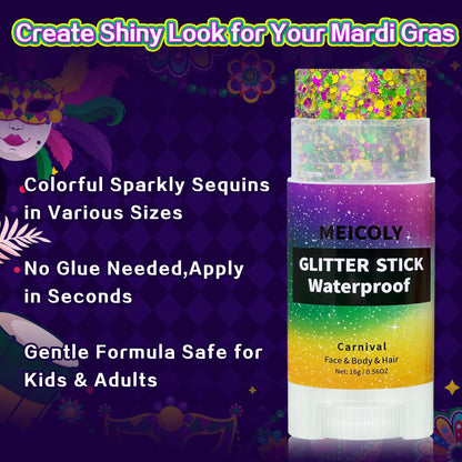 Compact travel ready packaging of the waterproof sparkle stick.
