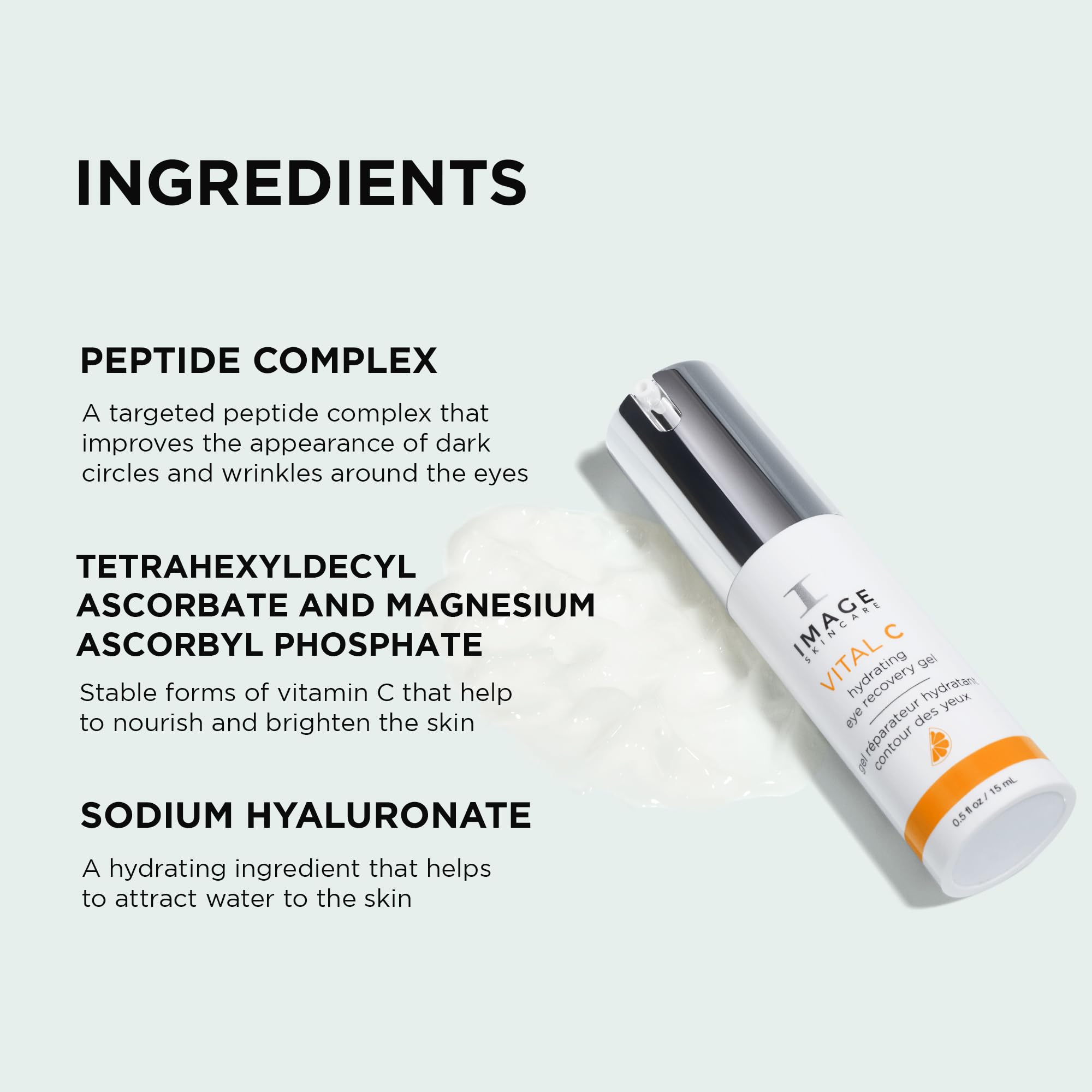 Back label of Vital C Hydrating Eye Recovery Gel