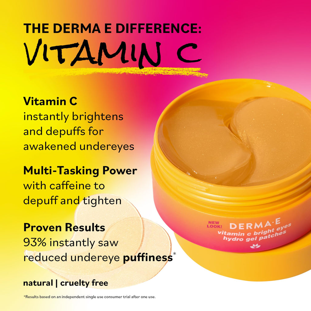 Derma E Vitamin C Bright Eyes Hydro Gel Patches open jar with spatula view