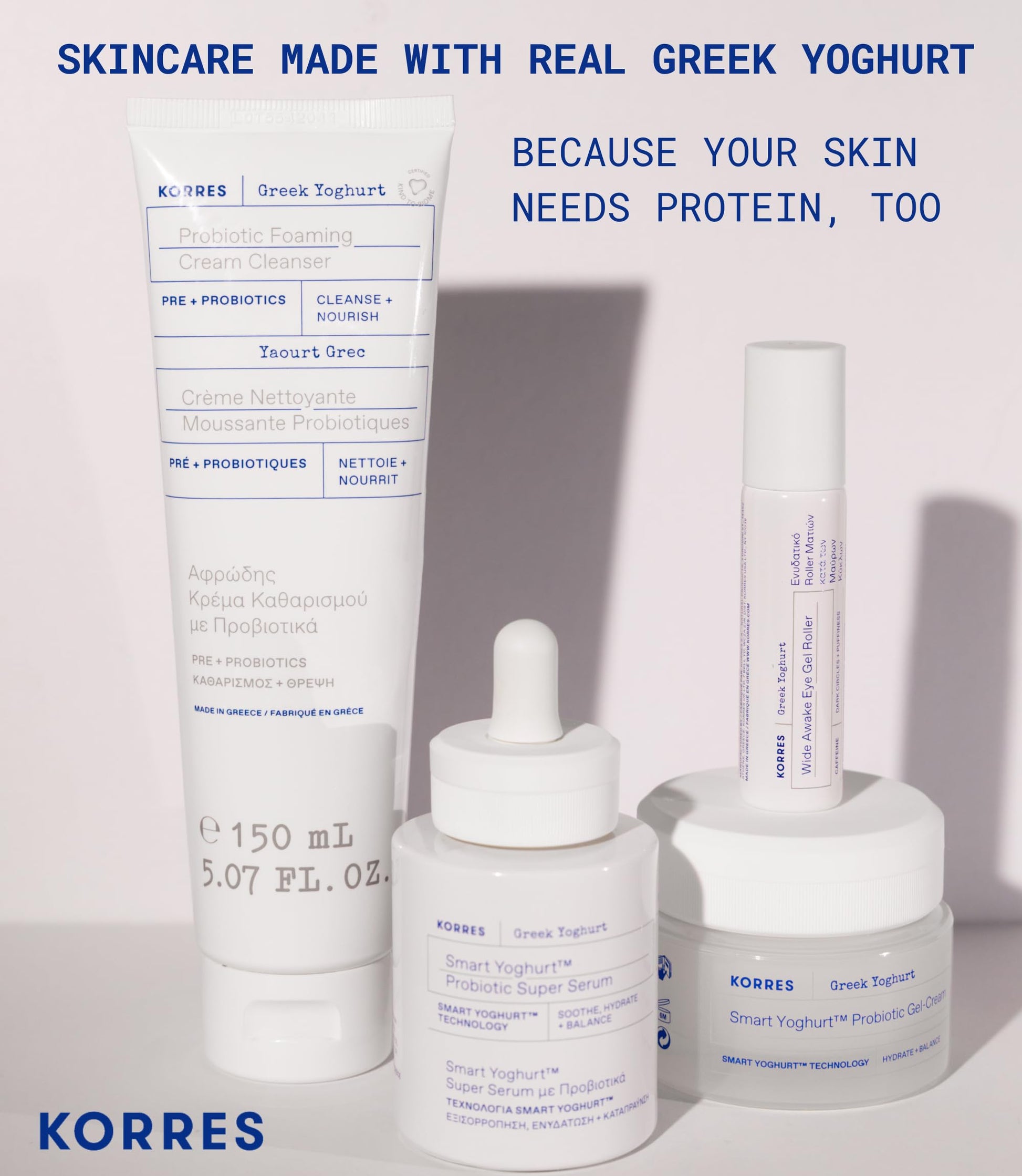 Side view of Korres Greek Yoghurt Eye Gel 0.51 fluid ounce bottle