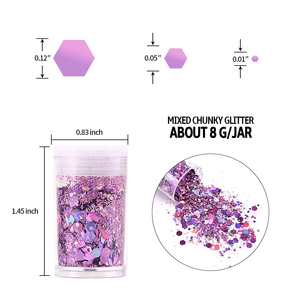 Estanoite multi color solvent resistant craft glitter set arranged neatly in individual clear containers