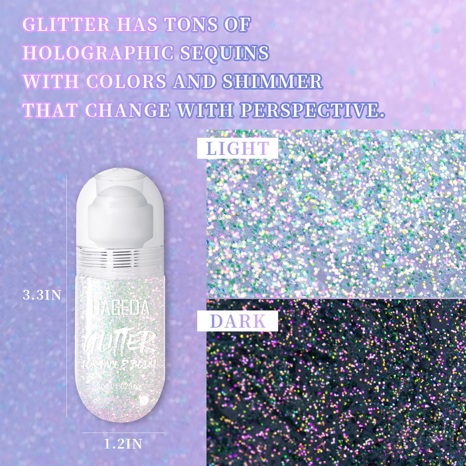 Sparkling Pink holographic hair glitter gel swatch showing multi dimensional color shift
