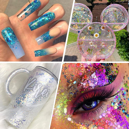 Estanoite resin epoxy and tumbler safe glitter mix pack demonstrating various high shine pigments