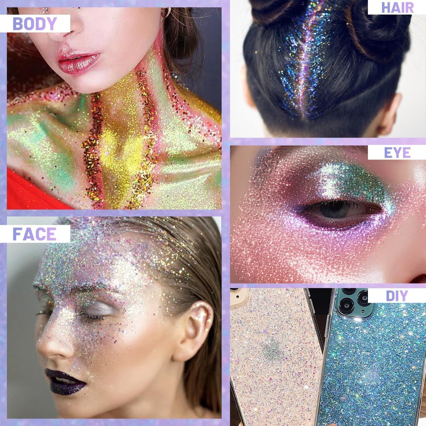 DAGEDA body shimmer gel applied on skin demonstrating mermaid makeup shine under light