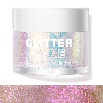 LANGMANNI color changing glitter gel swatch on skin showing pink to green shift