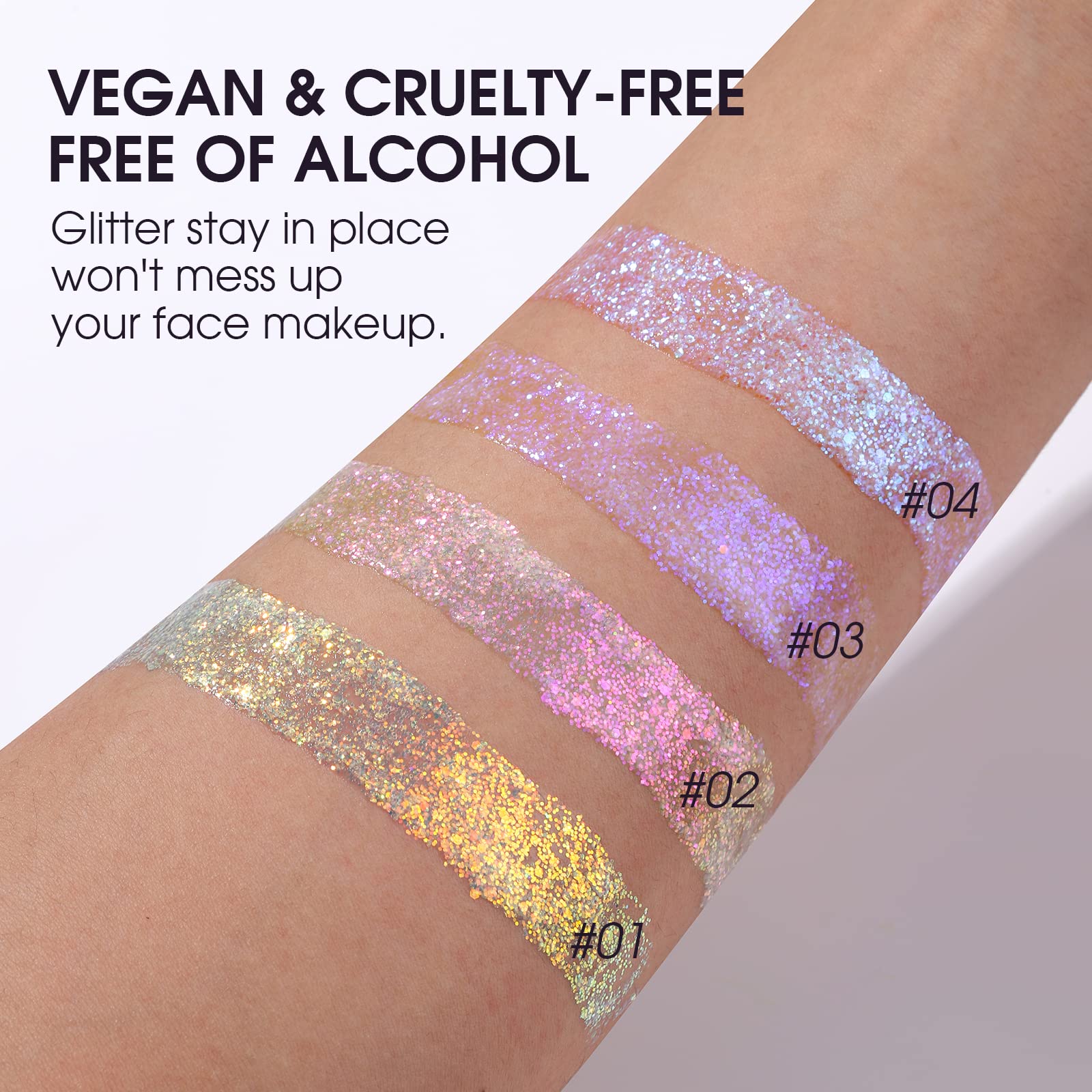Vegan and cruelty free holographic makeup gel textured close up visualization
