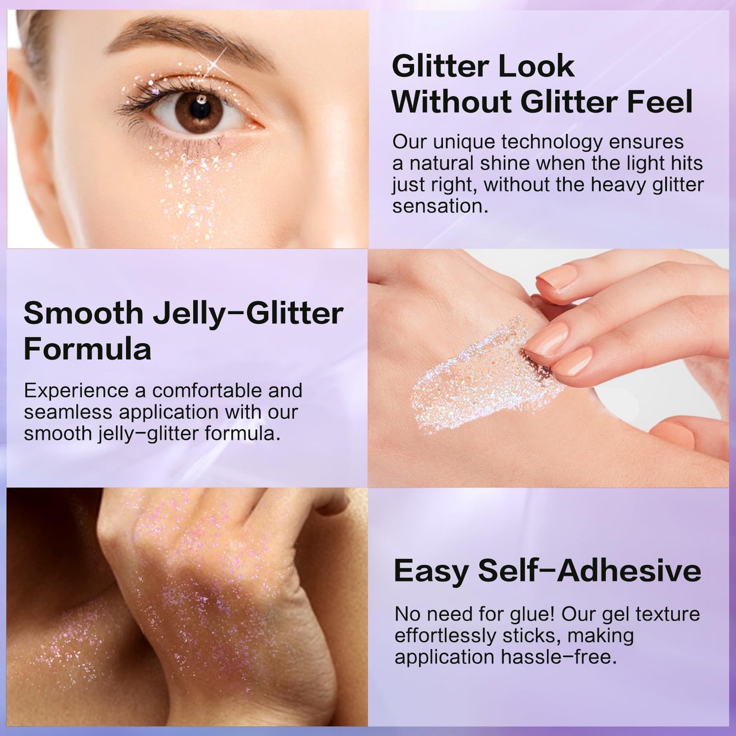 LANGMANNI multi use glitter gel applied elegantly through sleek hair strands