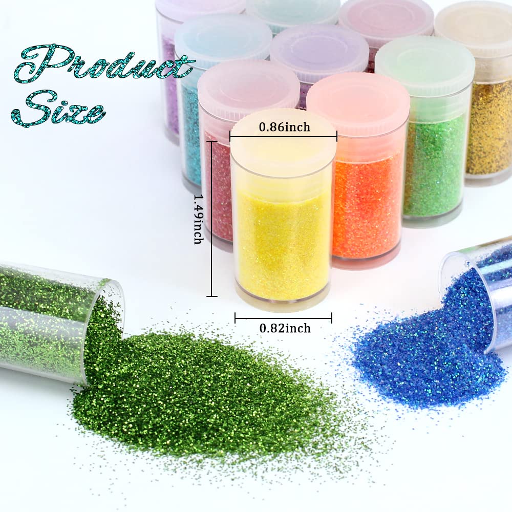 Close-up view of premium cosmetic grade glitter jars highlighting the secure packaging and vibrant pigments